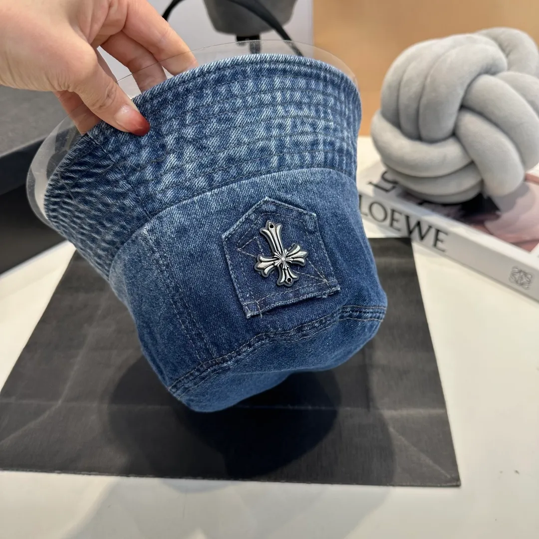 P70 Croxin spring and summer new denim fisherman hat, retro old street style, washed and torn edges, perfect for taking photos👑